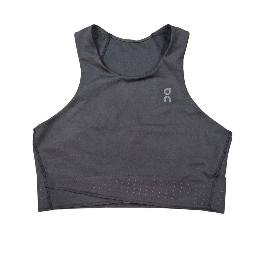 On Running Women Race Crop Black Perforated Performance Tank Top Size M
